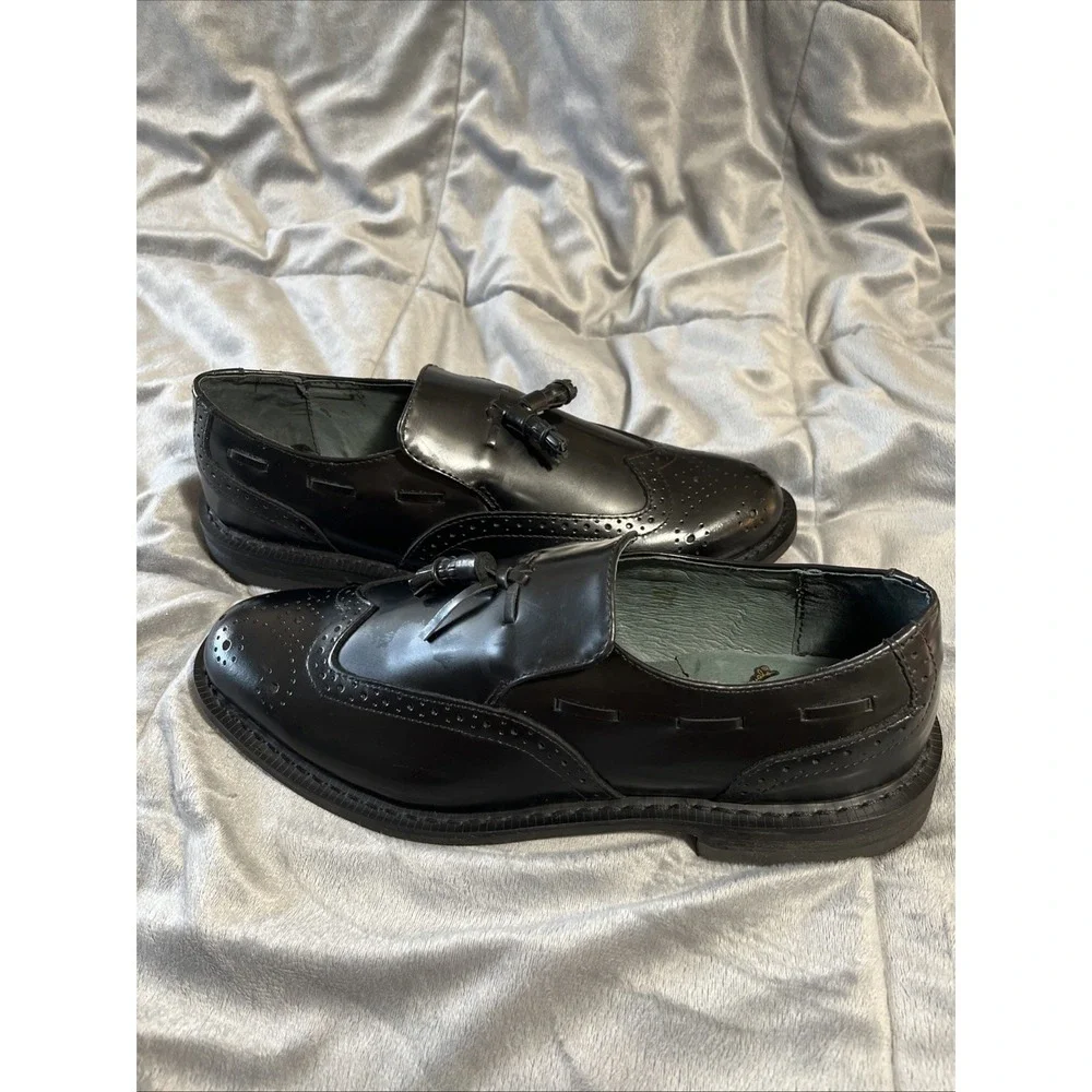 Executive Imperials Tassel Loafers Mens‎ 10E Black Leather Wingtip Dress Shoes